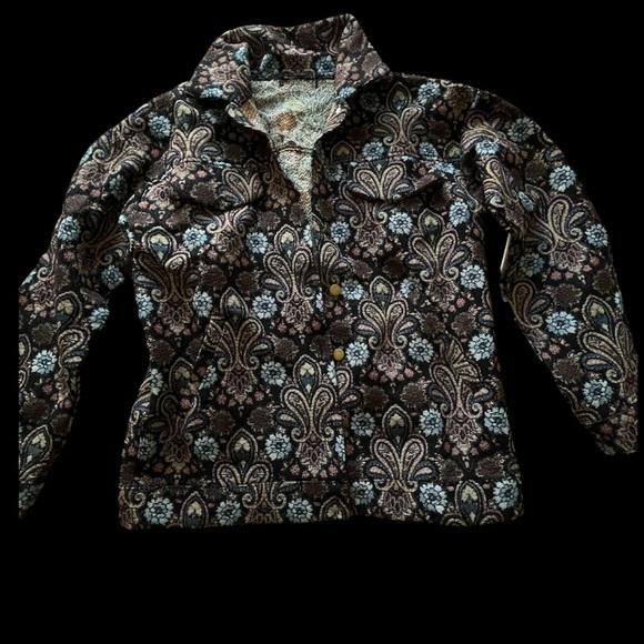 stunning 70s vibes paisley tapestry print shacket - Picture 2 of 3
